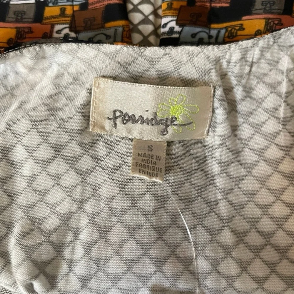 NWOT Anthropologie Porridge Sleeveless Layered Luggage Print Tank Top Size S